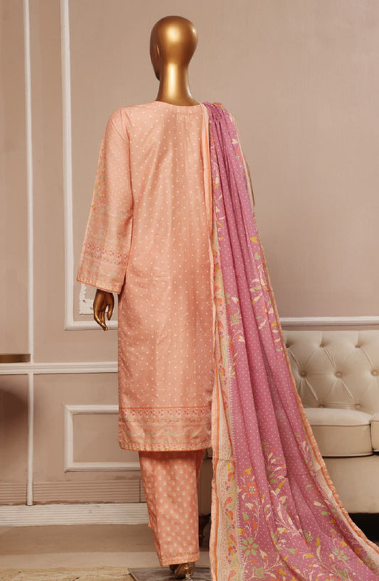 Bin Saeed Embroidered Lawn Stitched 3 Piece Suit - SM-034 - BS25EL3PCV5 - Pink - Summer Collection