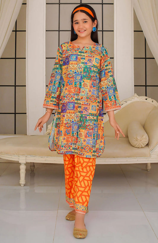 Swiss Lawn Digital Printed 2 Piece Suit - COR-127 - OCH25CO - Orange - Summer Collection