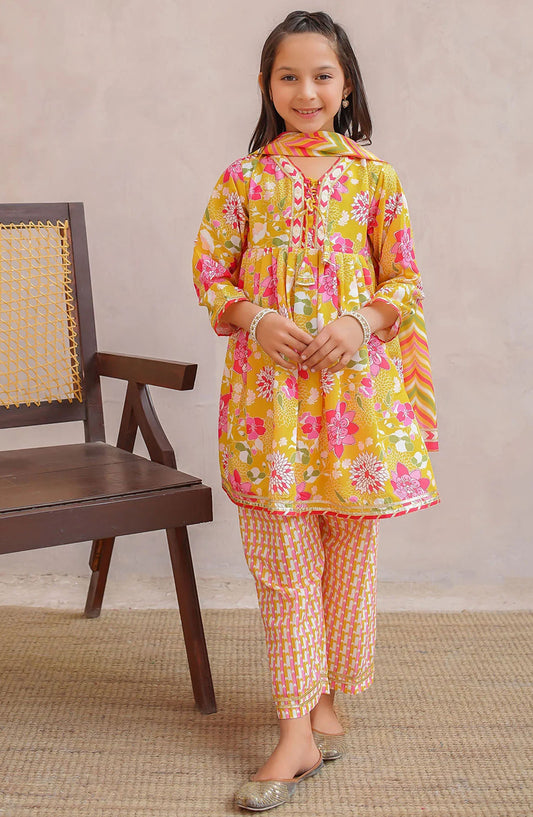 Swiss Lawn Digital Printed 3 Piece Suit - INDP-36 - OCH25TE - Mustard - Casual Collection