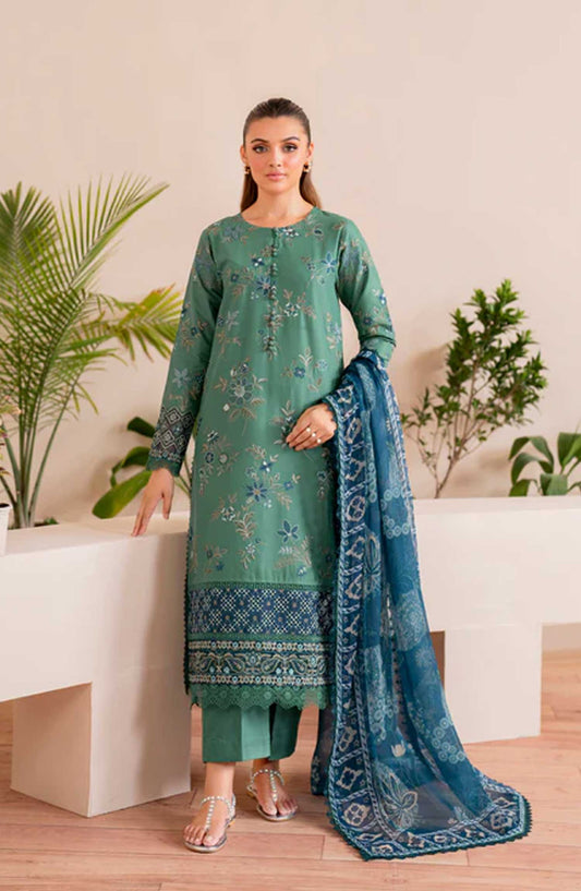 Xenia Formals Embroidered Lawn Unstitched 3 Piece - 09 Luna - XF25PK - Green - Summer Collection