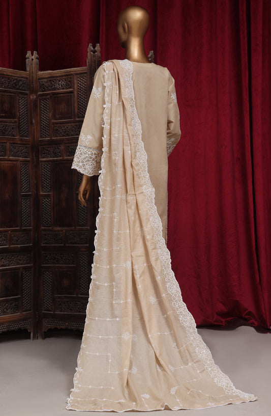Bin Saeed Embroidered Cotton Stitched 3 Piece Suit - PC-28629 - BS25PCV3 - Beige - Summer Collection