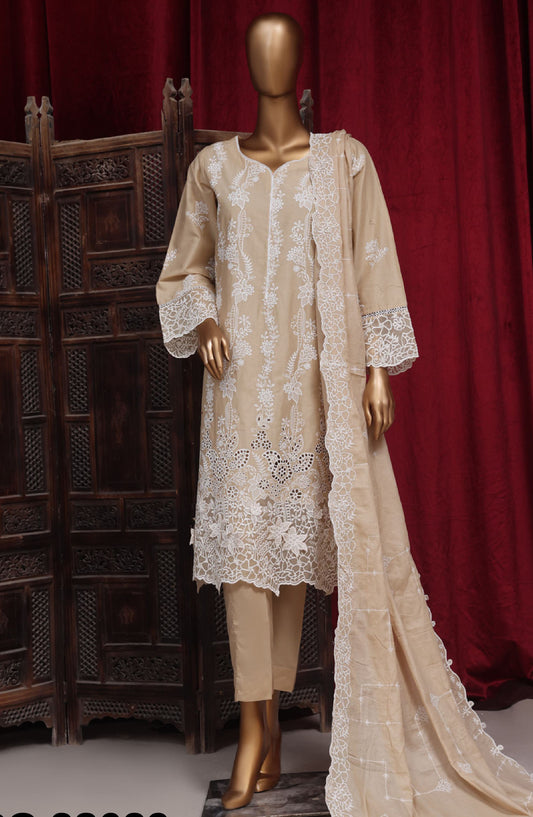 Bin Saeed Embroidered Cotton Stitched 3 Piece Suit - PC-28629 - BS25PCV3 - Beige - Summer Collection