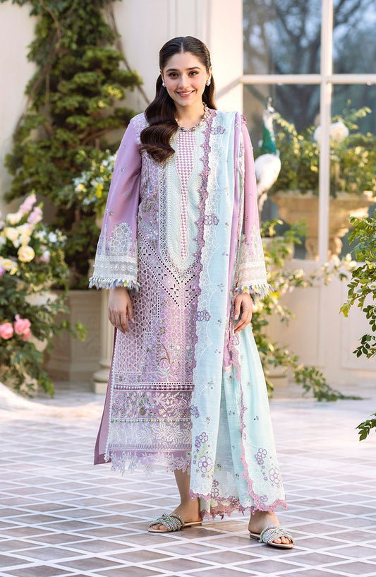 Freesia by Bin Ilyas Embroidered Lawn Unstitched 3 Piece Suit - D-101 B - BL25FRL - Purple - Summer Collection