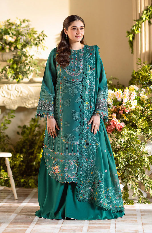 Freesia by Bin Ilyas Embroidered Lawn Unstitched 3 Piece Suit - D-102 A - BL25FRL - Green - Summer Collection