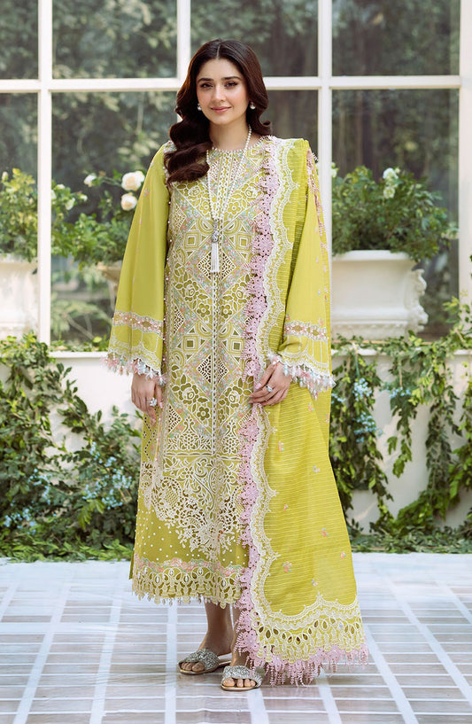 Freesia by Bin Ilyas Embroidered Lawn Unstitched 3 Piece Suit - D-105 A - BL25FRL - Yellow - Summer Collection