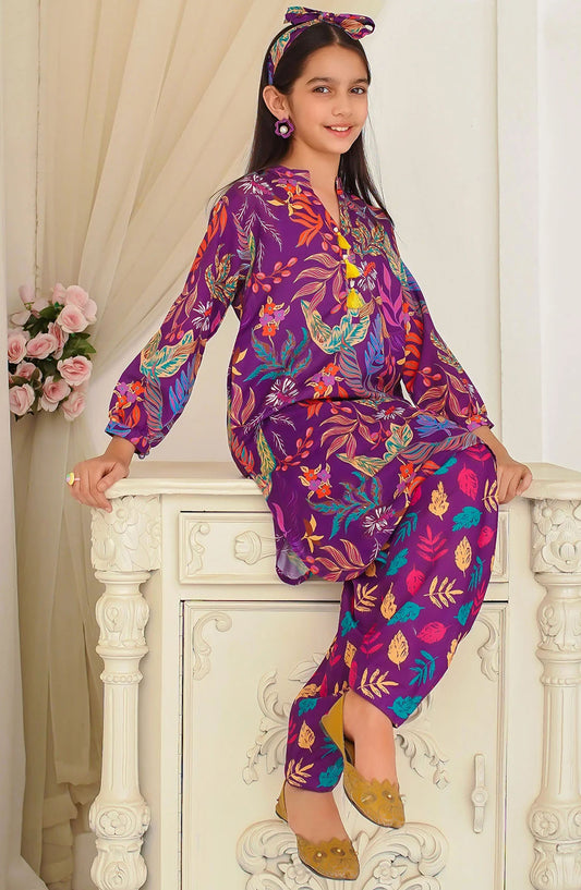 Swiss Lawn Digital Printed 2 Piece Suit - COR-126 - OCH25CO - Purple - Summer Collection