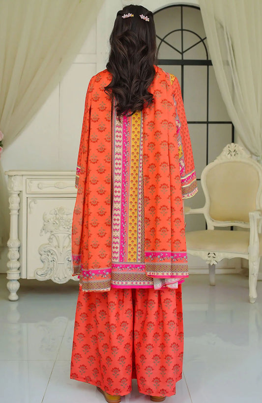 Swiss Lawn Digital Printed 3 Piece Suit - CORF-14 - OCH25GFS - Orange - Casual Collection
