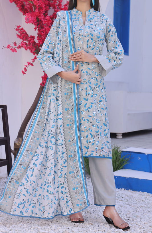 Amna Khadija Printed Wrinkle Free Unstitched 3 Piece Suit - 1153-B - AK25WFV26 - Grey - Casual Collection