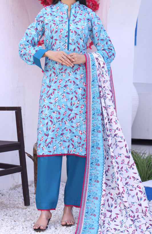 Amna Khadija Printed Wrinkle Free Unstitched 3 Piece Suit - 1153-D - AK25WFV26 - Blue - Casual Collection