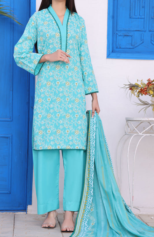 Amna Khadija Printed Wrinkle Free Unstitched 3 Piece Suit - 1154-C - AK25WFV26 - Blue - Casual Collection