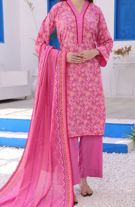 Amna Khadija Printed Wrinkle Free Unstitched 3 Piece Suit - 1154-D - AK25WFV26 - Pink - Casual Collection