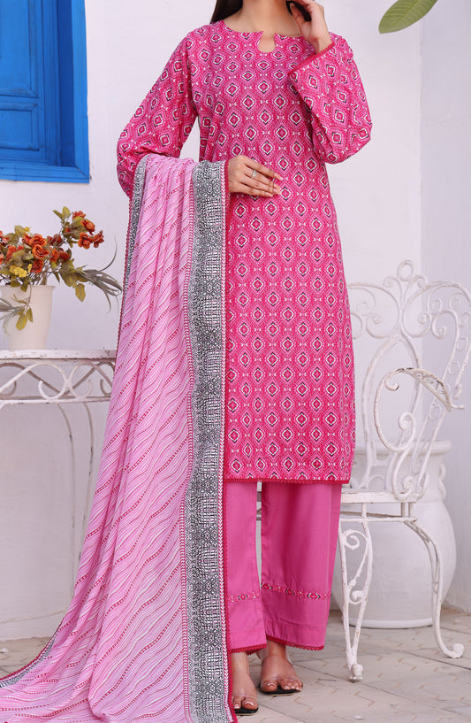 Amna Khadija Printed Wrinkle Free Unstitched 3 Piece Suit - 1155-A - AK25WFV26 - Pink - Casual Collection