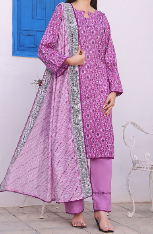 Amna Khadija Printed Wrinkle Free Unstitched 3 Piece Suit - 1155-B - AK25WFV26 - Purple - Casual Collection