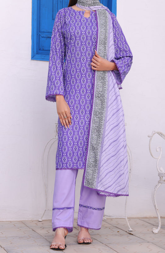 Amna Khadija Printed Wrinkle Free Unstitched 3 Piece Suit - 1155-C - AK25WFV26 - Purple - Casual Collection
