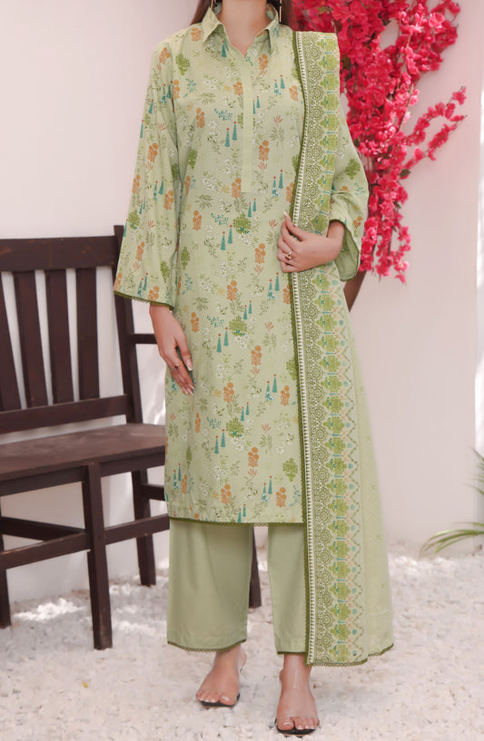 Amna Khadija Printed Wrinkle Free Unstitched 3 Piece Suit - 1157-D - AK25WFV26 - Green - Casual Collection