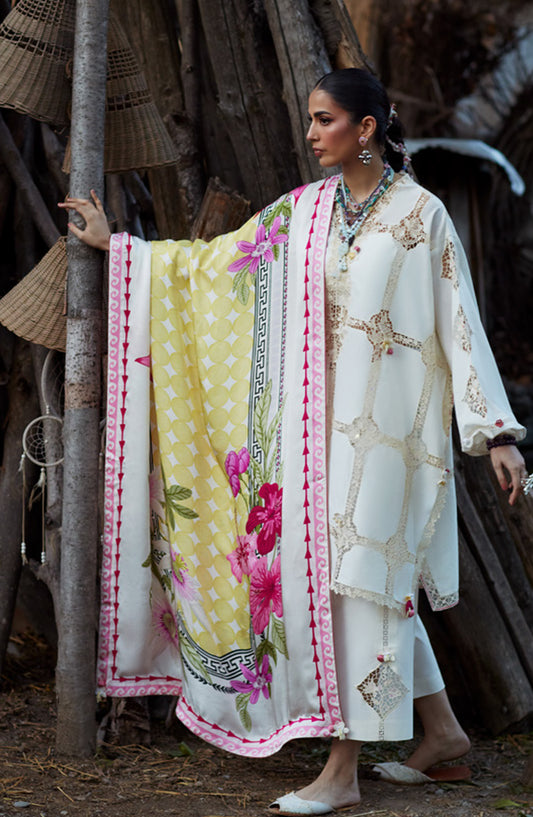 Kashmee by Elan Embroidered Lawn Unstitched 3 Piece Suit - 11B - EL26KSM - White - Summer Collection
