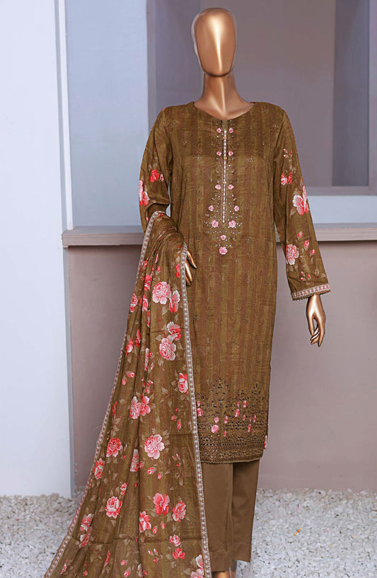 Vital by HZ Textile Embroidered Lawn Unstitched 3 Piece Suit - VEC-111 - HZ25VEBD - Brown - Summer Collection