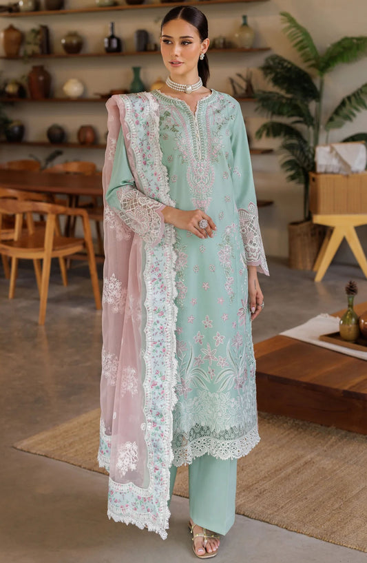 Xenia Embroidered Lawn Unstitched 3 Piece Suit - Ksenia - XF25LL - Sea Green - Summer Collection