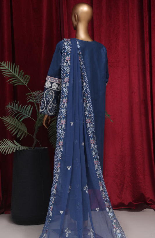 Bin Saeed Embroidered Cotton Stitched 3 Piece Suit - LF-59 - BS25PCV3 - Blue - Summer Collection