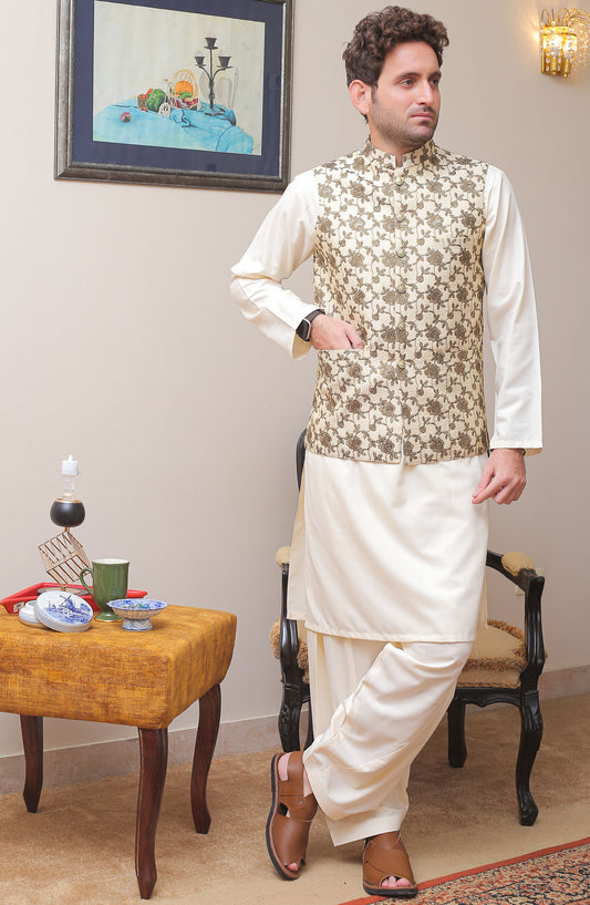 Real Image Mens Waist Coat - Brown Gold - Silk - RL25MWC - OW 12