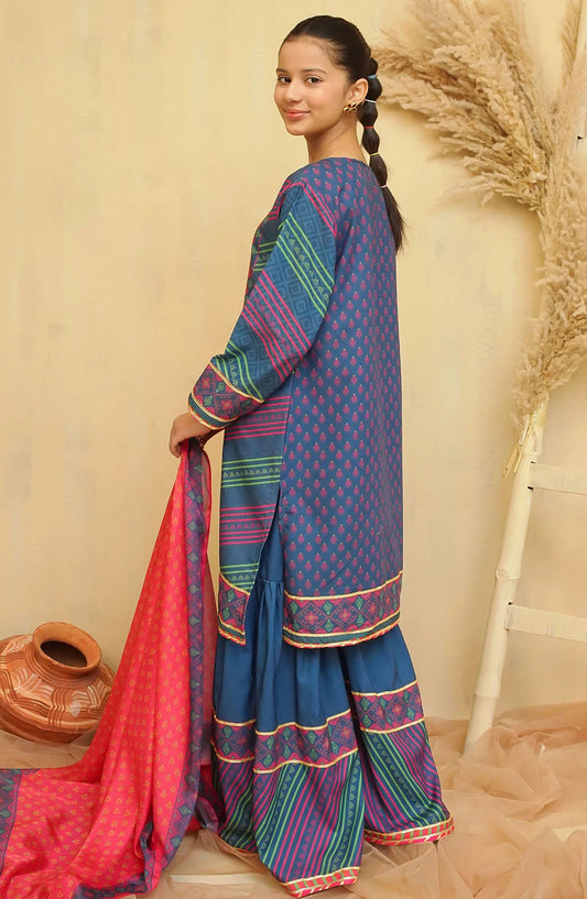 Swiss Lawn Digital Printed 3 Piece Suit - CORF-10 - OCH25GFS - Blue - Casual Collection