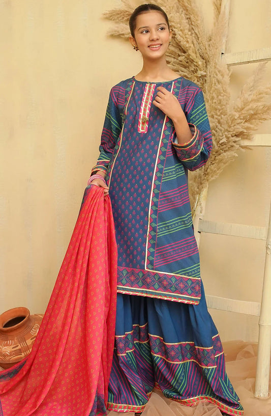 Swiss Lawn Digital Printed 3 Piece Suit - CORF-10 - OCH25GFS - Blue - Casual Collection