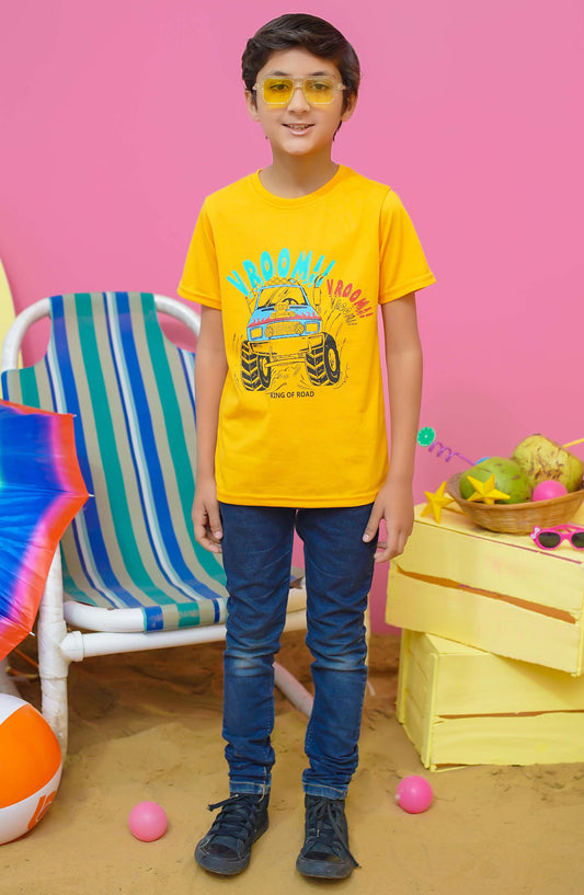 Modest Casual Jersey Stitched T-Shirt - BS2402-Mst Truck Graphic Tee - Yellow - MOD25STS - Yellow - Casual Collection
