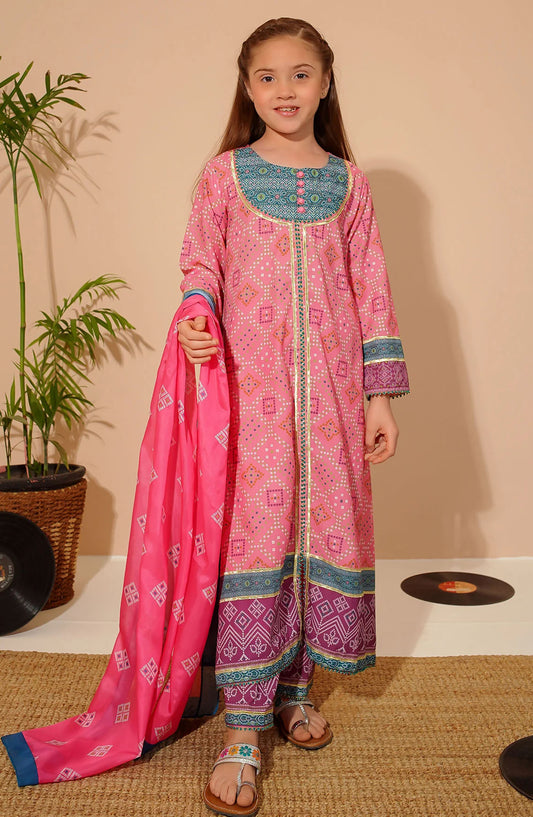 Swiss Lawn Digital Printed 3 Piece Suit - CORF-19 - OCH25GFS - Pink - Casual Collection