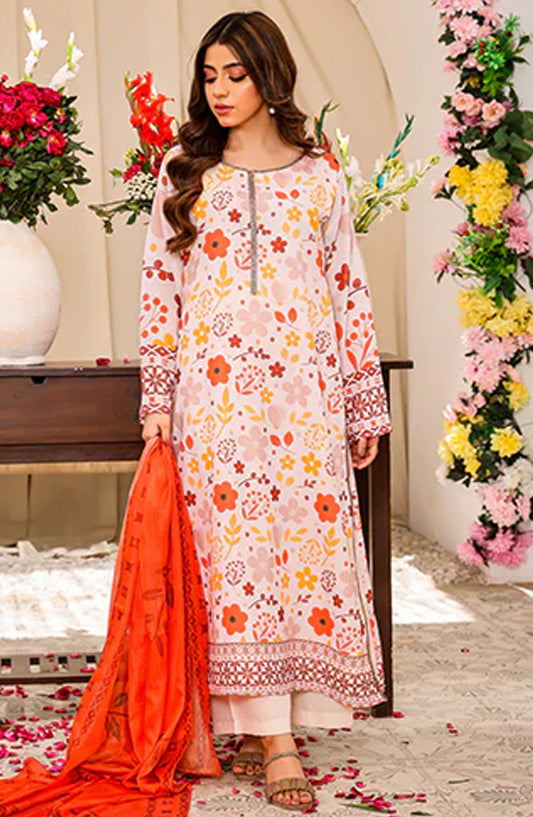 Nazmina Casual Chiffon Stitched 3 Piece Suit - Fleur de Soleil FR-780 - NAZ25REB - Pink - Festive Collection