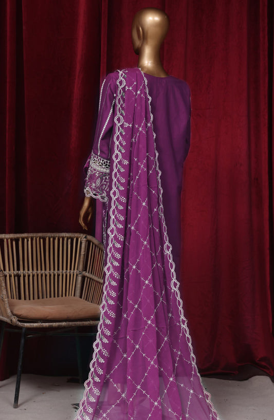 Bin Saeed Embroidered Cotton Stitched 3 Piece Suit - LF-39 - BS25PCV3 - Purple - Summer Collection