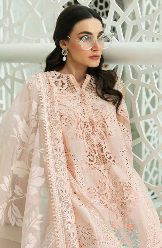 Maria B Embroidered Lawn Unstitched 3 Piece Suit - D-13A - MAB25LLV25 - Pink - Summer Collection