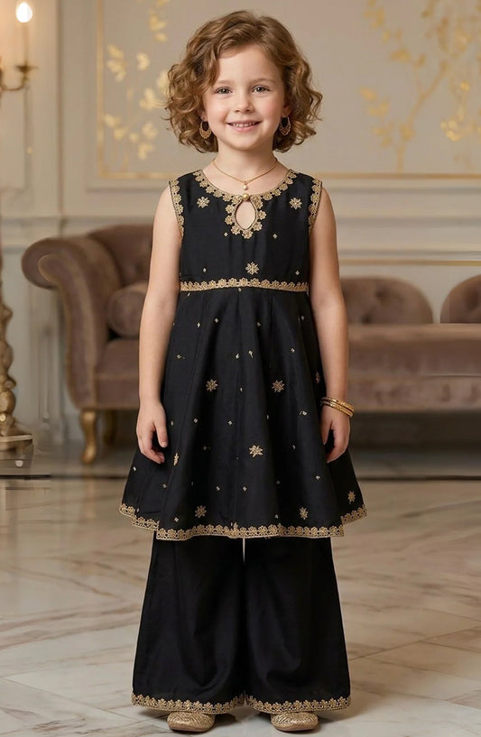 3 Piece Viscose Black Embroidered Suit - 11080-Blk - MOD26MT - Festive Collection