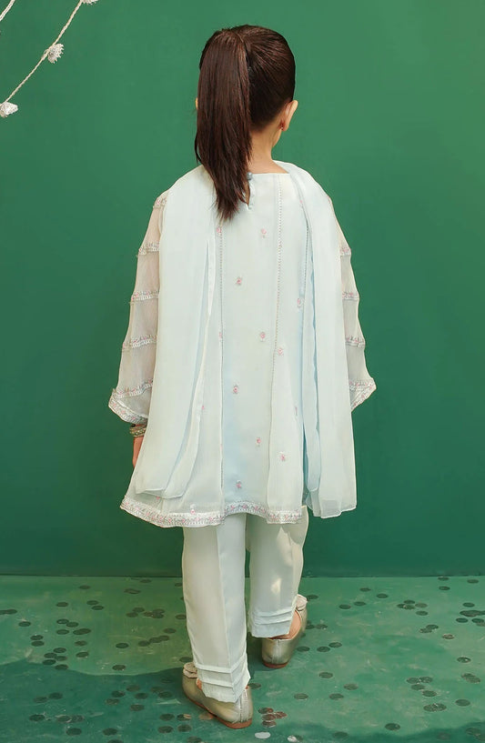 Chiffon Embroidered 3 Piece Suit - INCF-17 - OCH25TE - Blue - Casual Collection