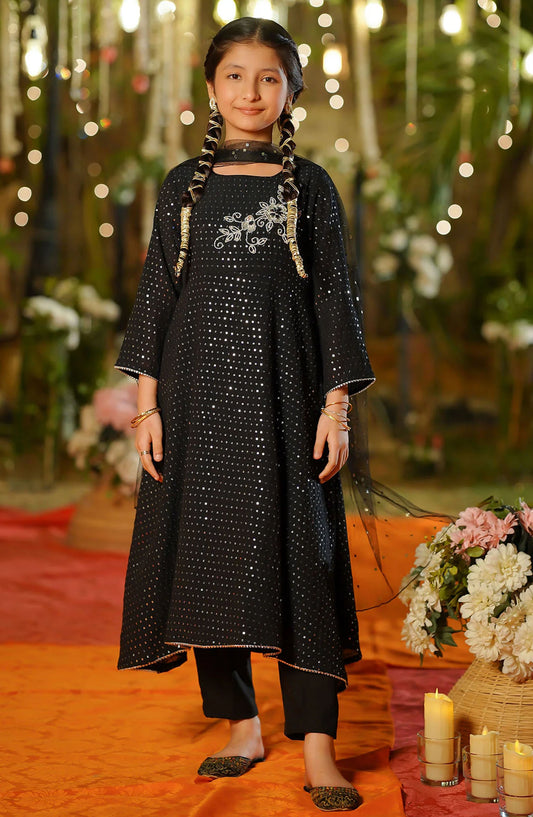 Sequence Net Hand Adda Work 3 Piece Suit - MAX-31 - OCH25GFS - Black - Casual Collection