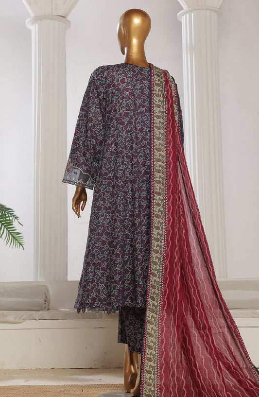 Bin Saeed Embroidered Lawn Stitched 3 Piece Frock - SM-788 - BS25LFV2 - Purple - Summer Collection