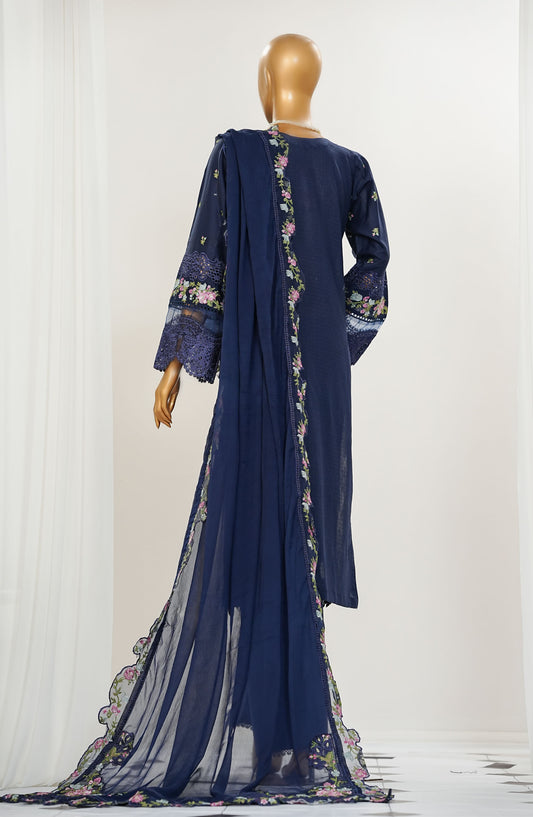 Durnaz by Amna Khadija Embroidered Jacquard Lawn Stitched 3 Piece Suit - AM25DRN - ELF 02 - Dark Blue - Festive Collection