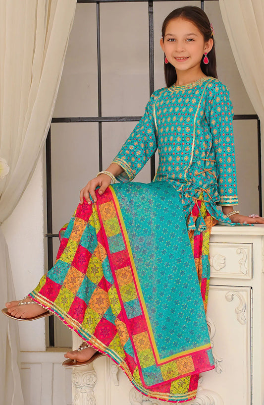 Swiss Lawn Digital Printed 3 Piece Suit - INDP-32 - OCH25TE - Blue - Casual Collection
