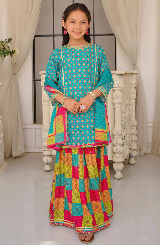 Swiss Lawn Digital Printed 3 Piece Suit - INDP-32 - OCH25TE - Blue - Casual Collection