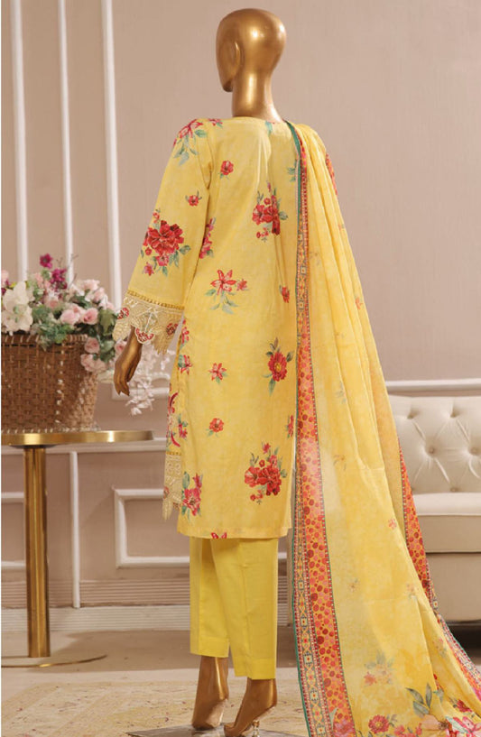 Bin Saeed Embroidered Lawn Stitched 3 Piece Suit - SM-741 - BS25EL3PCV5 - Yellow - Summer Collection
