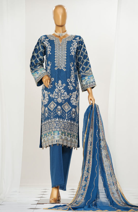 Durnaz by Amna Khadija Embroidered Jacquard Lawn Stitched 3 Piece Suit - AM25DRN - BR EX 09 - Blue - Festive Collection