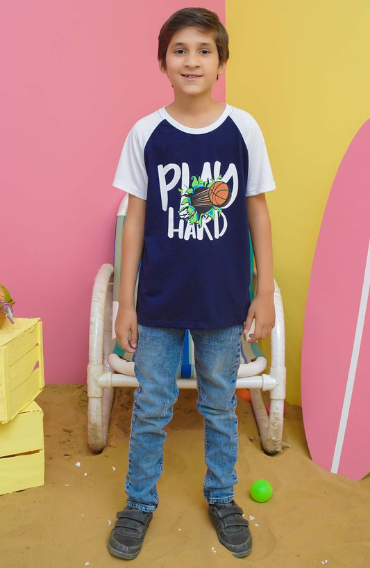 Modest Casual Jersey Stitched T-Shirt - BS2401-Nblu Basket Ball Graphic Tee - Blue - MOD25STS - Blue - Casual Collection