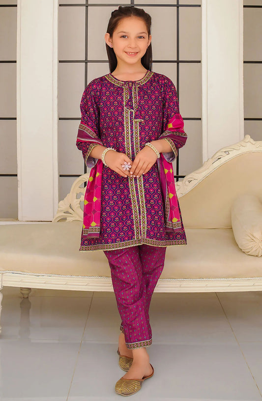 Swiss Lawn Digital Printed 3 Piece Suit - INDP-30 - OCH25TE - Purple - Casual Collection