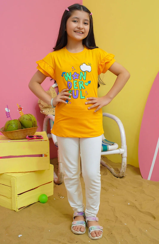 Modest Casual Jersey Stitched T-Shirt - GS2401-Mst Wonderful Graphic Tee - MOD25STS - Yellow - Casual Collection