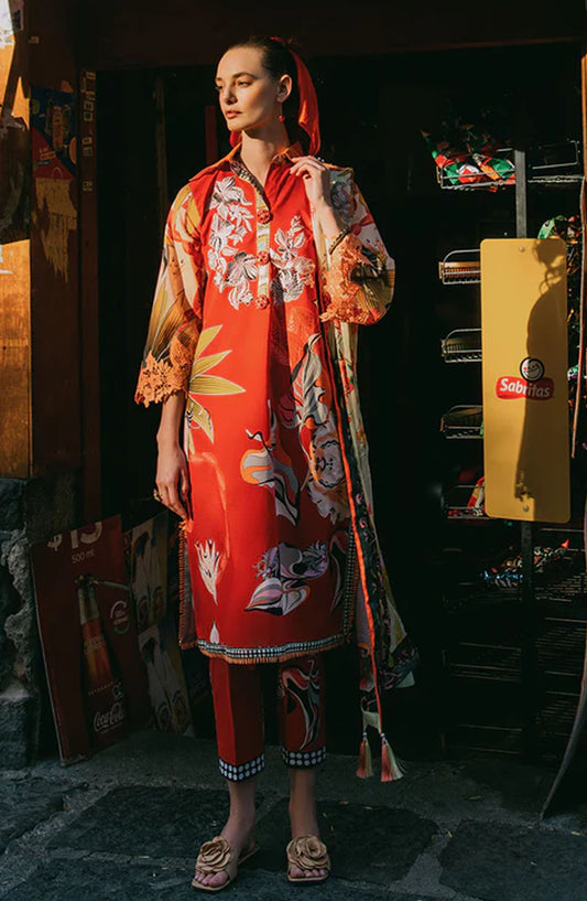 Hemline by Mushq Embroidered Lawn Unstitched 3 Piece Suit - Ride Vineyard - MQ25LDHP - Red - Summer Collection
