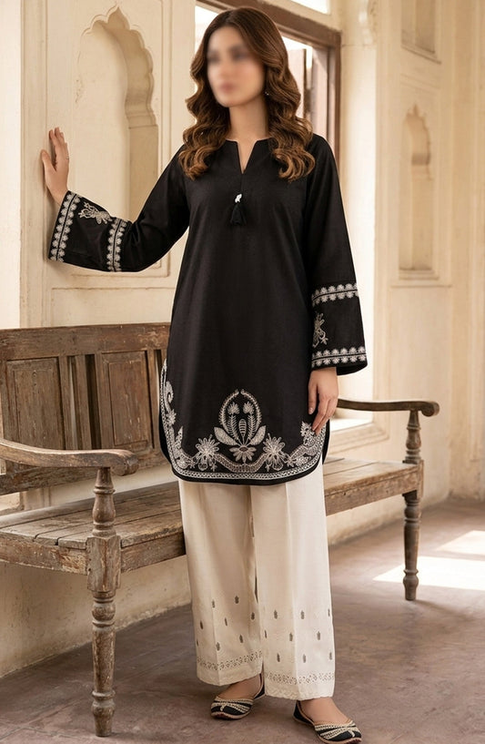 Amna Khadija Dastan Sunset Soiree Lawn Stitched 2 Piece Suit - AKPD-05 - AKP26TAAN - Black - Summer Collection