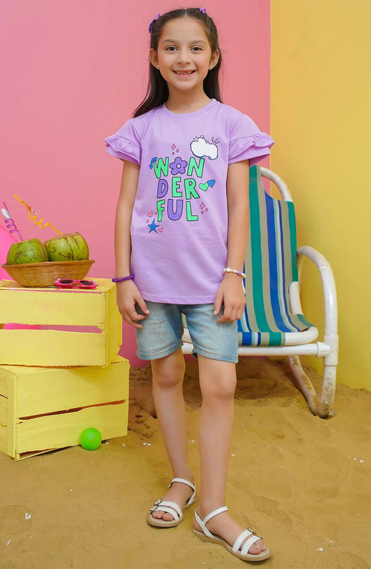 Modest Casual Jersey Stitched T-Shirt - GS2401-Prpl Wonderful Graphic Tee - Purple - MOD25STS - Purple - Casual Collection