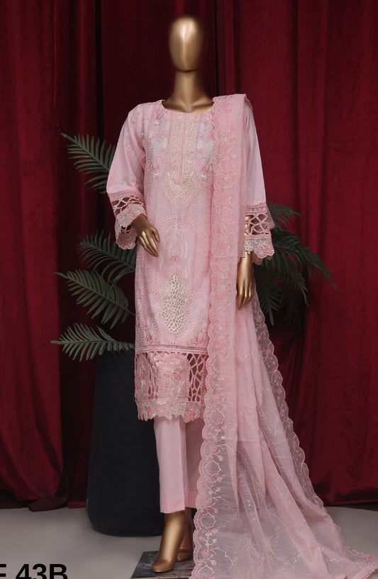 Bin Saeed Embroidered Cotton Stitched 3 Piece Suit - LF-43B - BS25PCV3 - Pink - Summer Collection