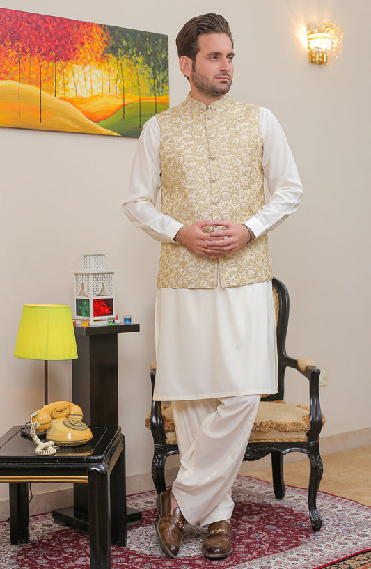 Real Image Mens Waist Coat - Gold - Raw Silk - RL25MWC - OW 19