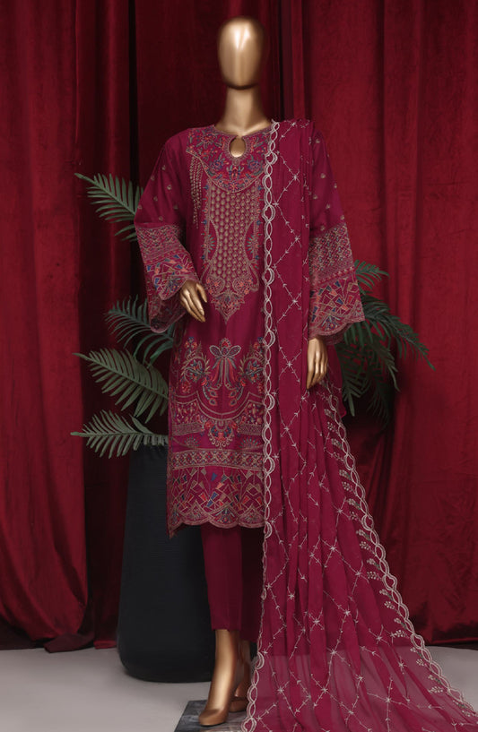 Bin Saeed Embroidered Cotton Stitched 3 Piece Suit - LF-39 - BS25PCV3 - Magenta - Summer Collection
