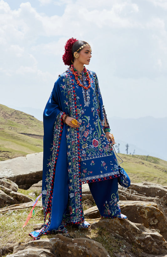 Kashmee by Elan Embroidered Lawn Unstitched 3 Piece Suit - 1B - EL26KSM - Blue - Summer Collection
